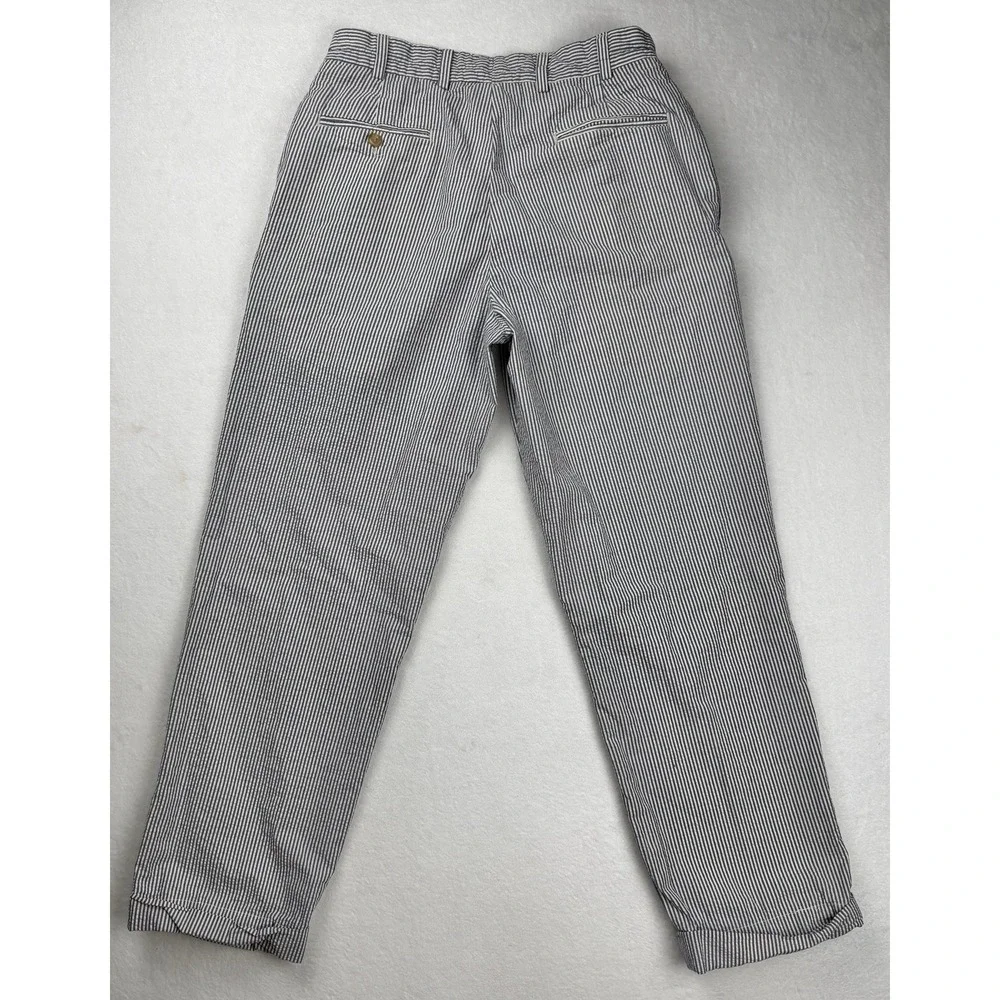 Bills Khakis Striped Pants Blue White Classic Fit Size 33 Cotton USA Seersucker